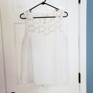 LC Lauren Conrad White Embroidered Swing Tank